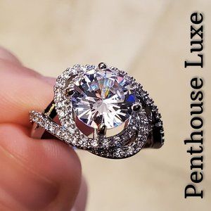 Galaxy Vortex Brilliant Cut Diamond Silver Ring